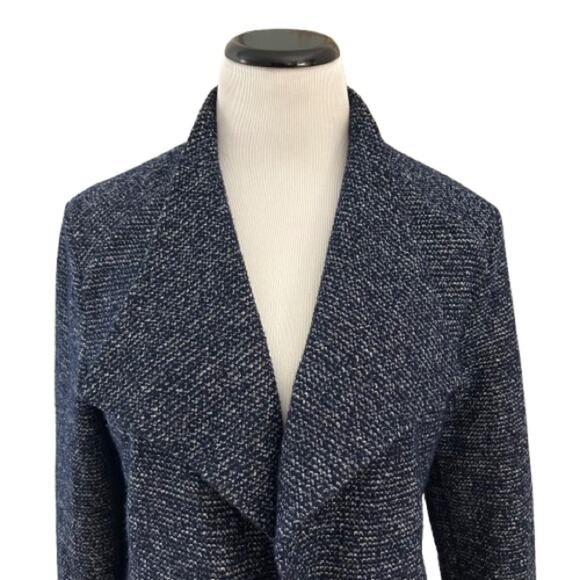 EUC Calvin Klein Navy and White Textured Tweed Drape Collar Blazer. Size M. - Picture 4 of 9